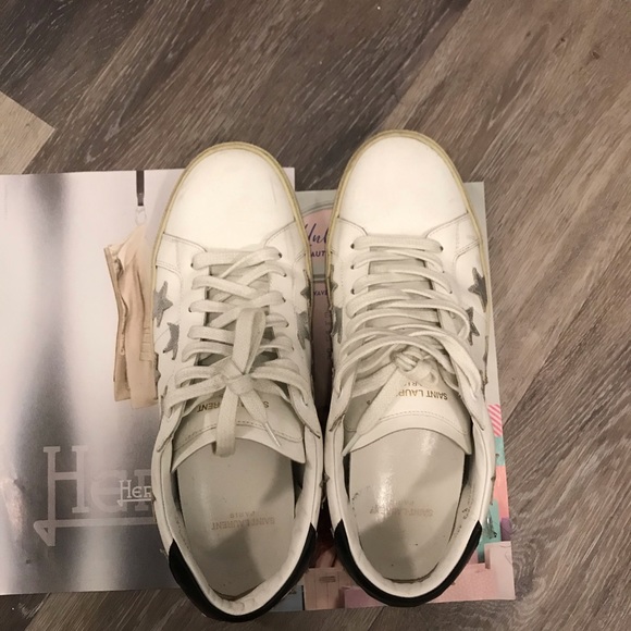 YSL Saint Laurent Stars Leather Sneakers - Picture 2 of 12